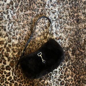 H&M Black Faux Fur Shoulder Bag